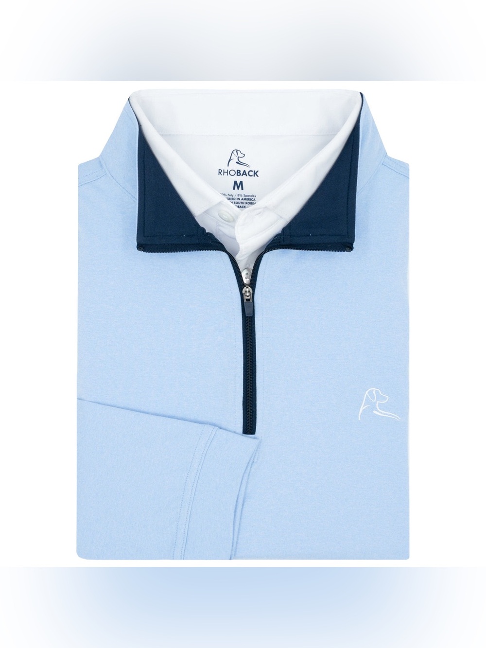 Rhoback Men’s Heather Performance Q-Zip Quarter Zip in Heathered Baby Blue Large